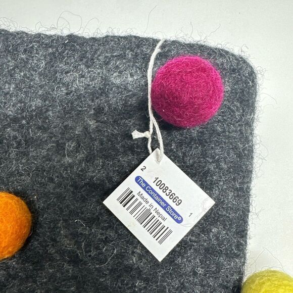 Rare Wool Felt Big Basket Gray Made In Nepal New Zélande Wool - Picture 5 of 12